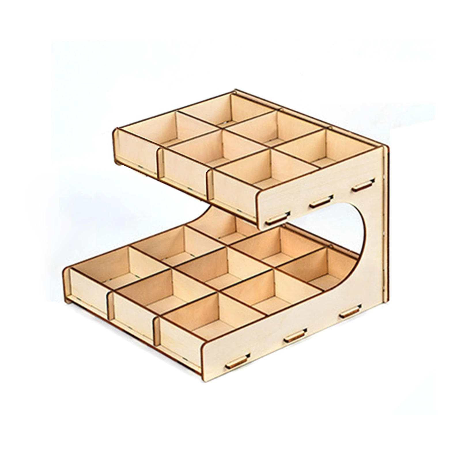 

2 Tiers 15 Holes DIY Wooden Modular Paint Rack Multifunction Paint Tool Holder Storage Organizer