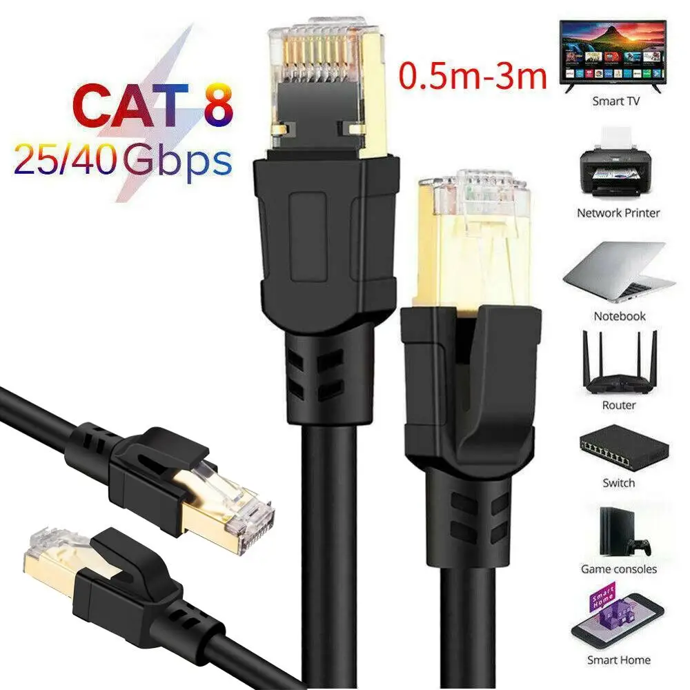 

New 0.5M-3M Cable Length Ethernet Cable RJ45 Cat8 Lan Cable UTP RJ 45 Network Cable for Modem Router Cable Ethernet 2000Mhz PC