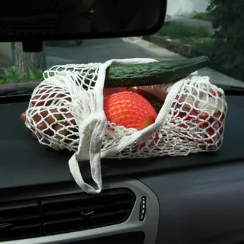 

Reusable Outdoor Fruit Storage Eco Friendly Supermarket Portable Folding Handbags Tote Cotton Blend Solid Mesh Net Shopping Bag