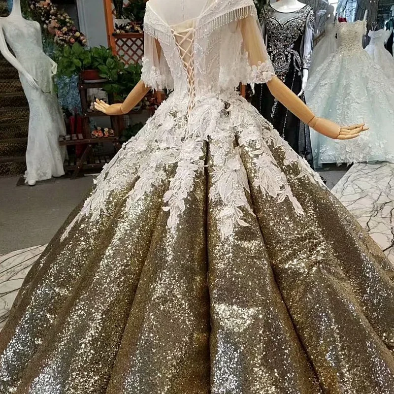 Блестящее бальное платье LS517410 Длинные вечерние платья с блестками рукавом до