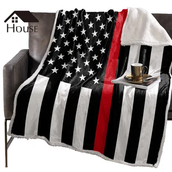 

BIGHOUSES Throw Blanket Red Line American Flag RespectBlankets Fleece Blankets Winter Blanket Personalized Blankets Bedclothes