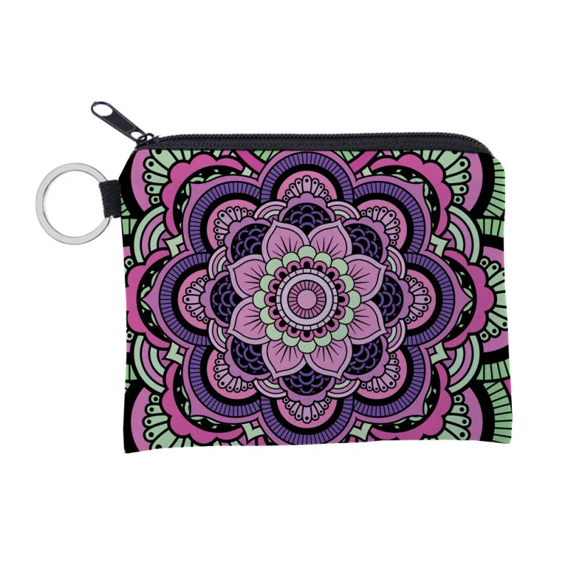 NEW Women Coin Purse Mandala Pattern Waterproof Fabric Storage Small Zipper Wallet Bag Portable Creativity Card Holder Key Case 6