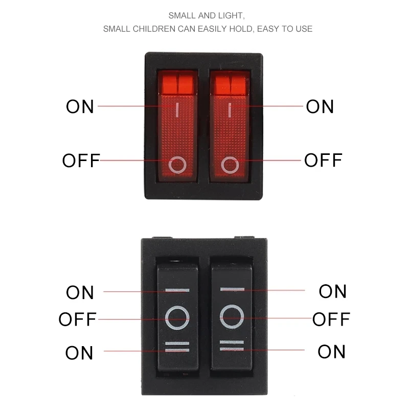 5PCS 31x25mm 6Pin 2/3 위치 이중 조명 로커 스위치 16A/250V 20A/125V ON-OFF/ON-OFF-ON 보트 전원 전기 자동차 스위치