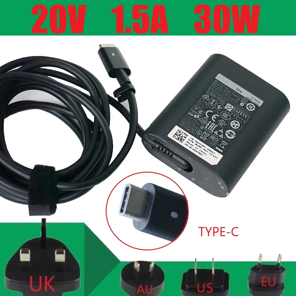 Genuine Original For Dell 30w Usb C Ha30nm150 Da30nm150 0f17m7 08xtw5 Latitude 11 5000 5175 7275 Xps 12 9250 Ac Adapter Charger Computer Cables Connectors Aliexpress