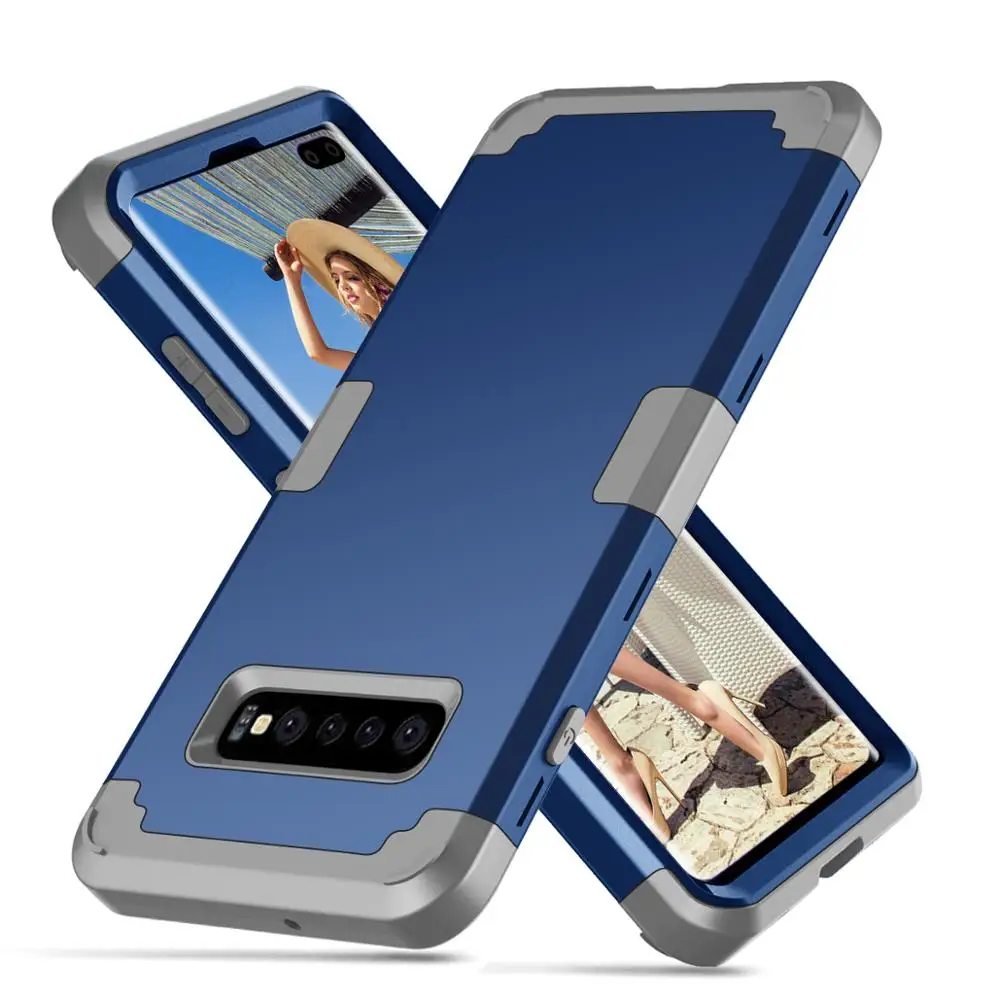 Противоударный чехол для телефона для samsung Galaxy S8 S9 S10 плюс Heavy Duty Прочный амортизирующий/ударопрочный гибридный 3 Слои - Цвет: blue