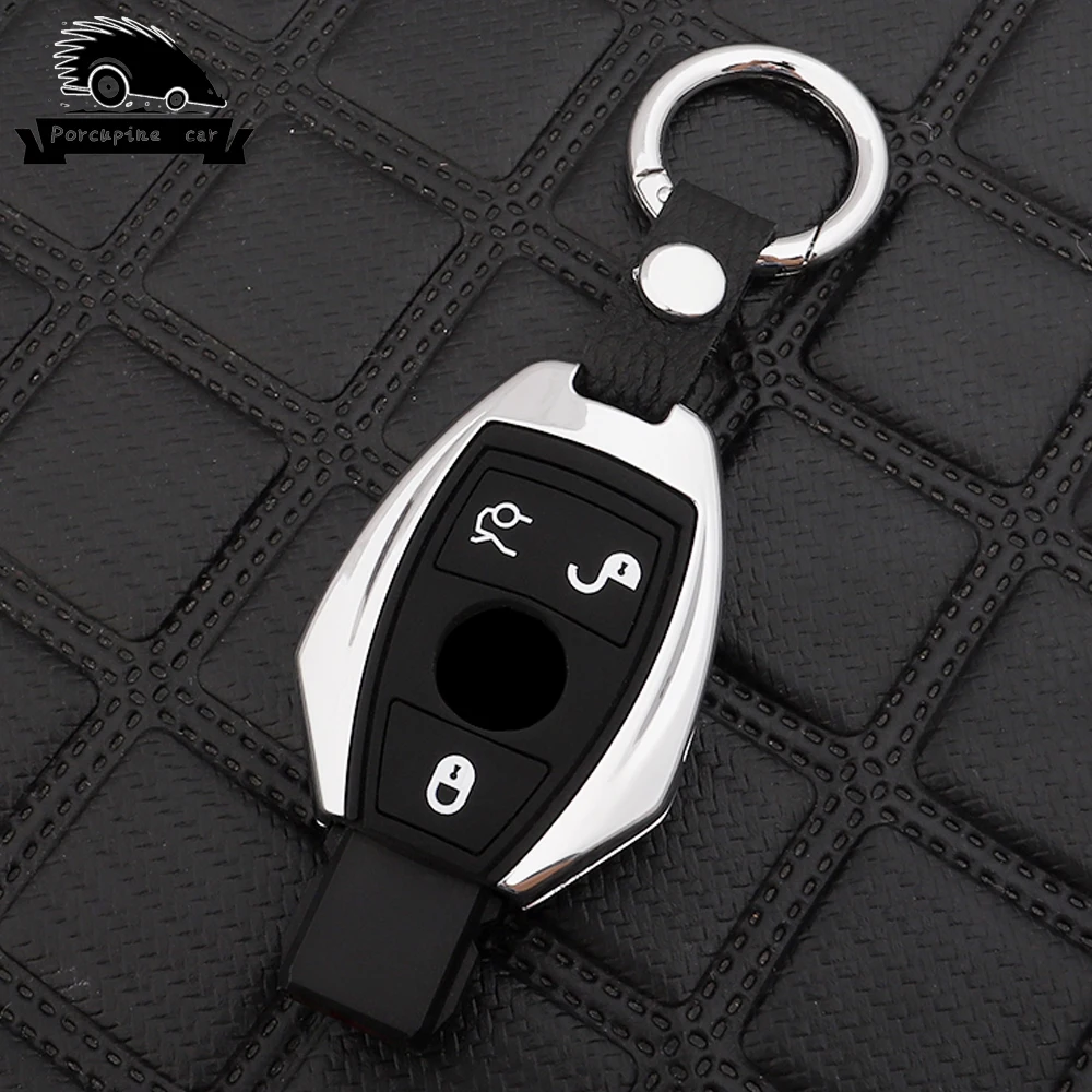 3 button silver Цинковый сплав силикагель брелок чехол для Mercedes Benz W203 W210 W211 W124 W202 W204 W212 W176 AMG C E S CLS CLK CLA - Название цвета: 3 button silver
