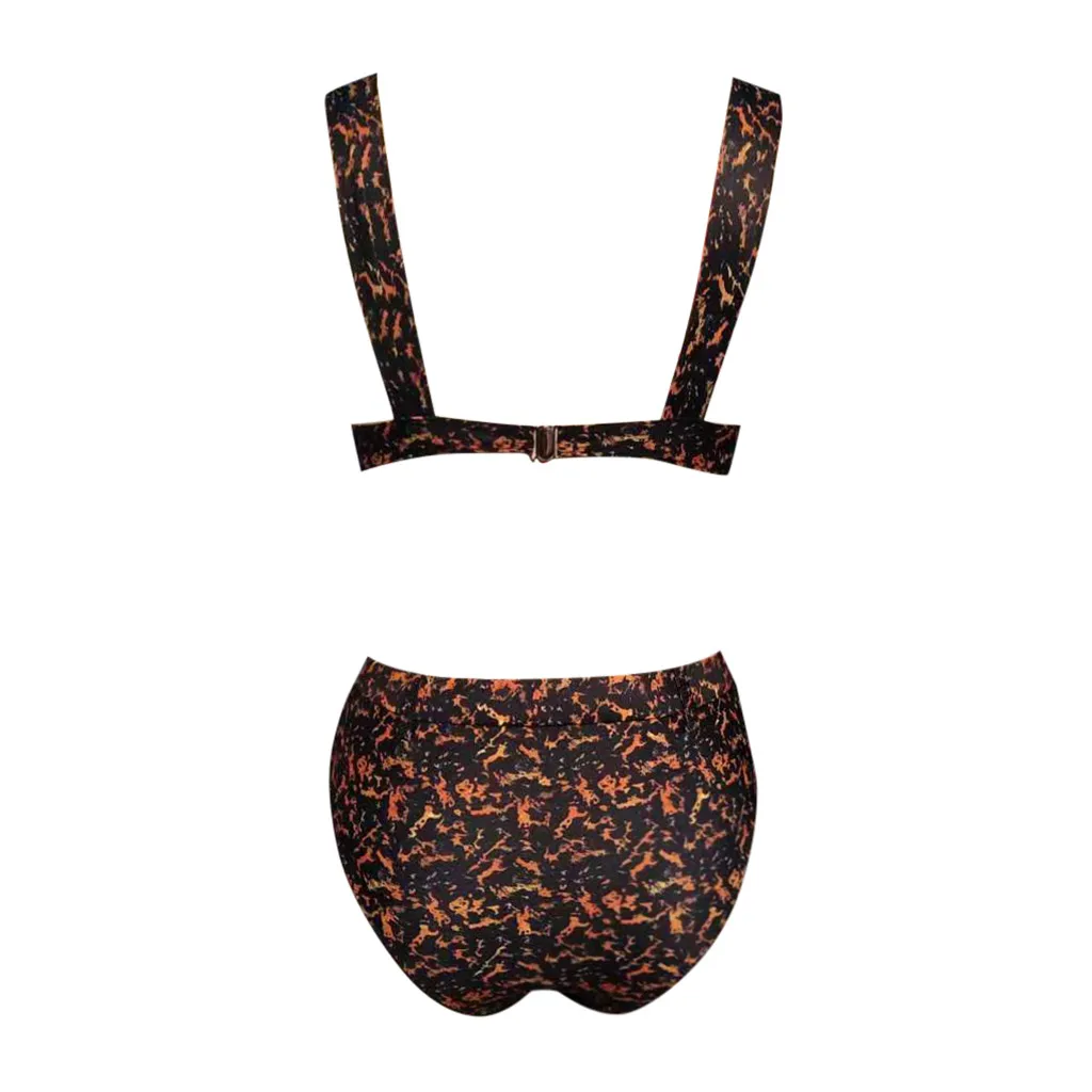 Женский купальник бикини пляжная одежда высокая талия сексуальный черный на