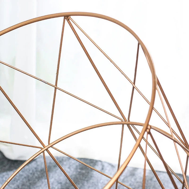 Modern Gold Round Wire Metal Storage Basket Side Table