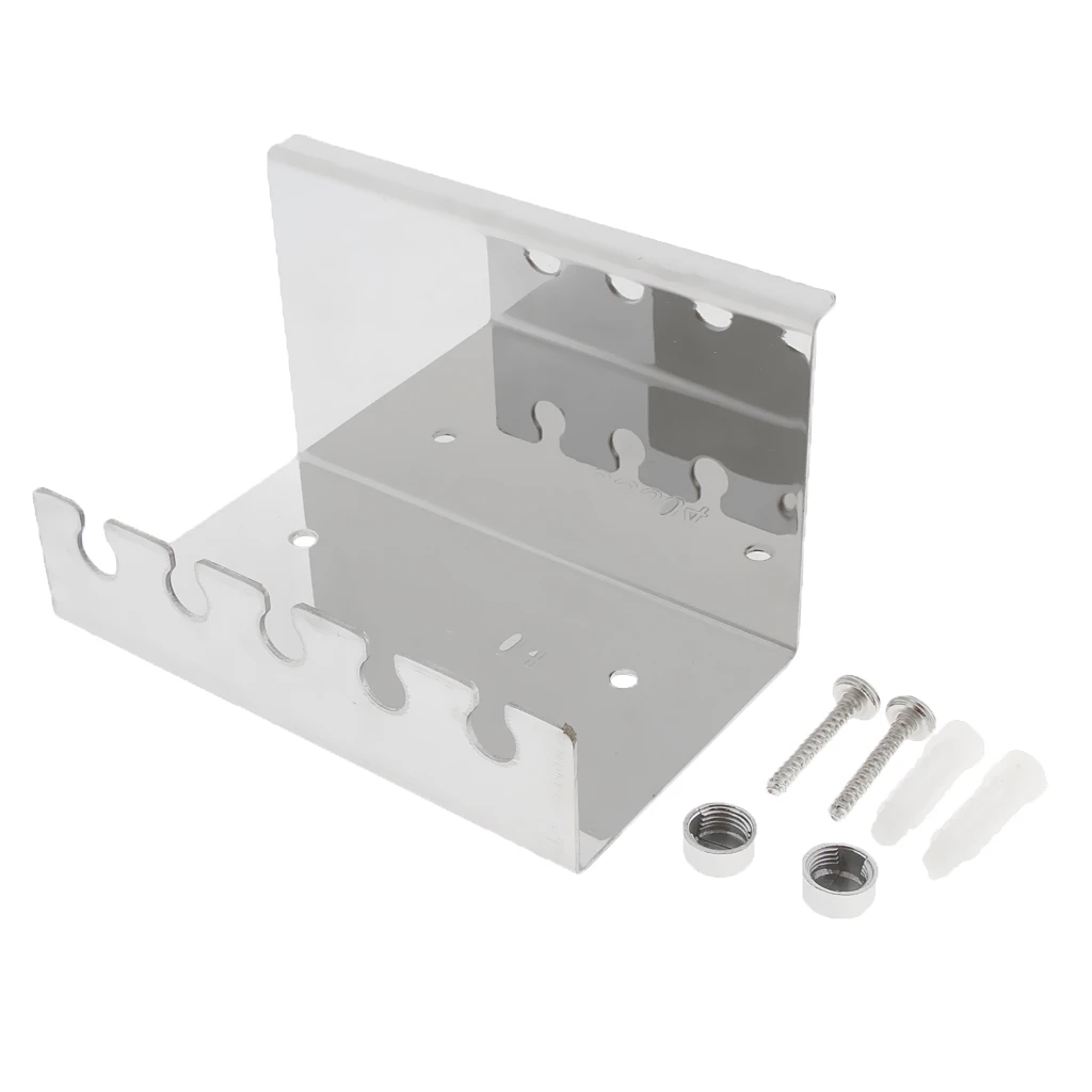 Stainless Steel Wall Mounted Shower Bathroom Toothbrush Toothpaste Holder Stand 5 Holes, Easy To Install