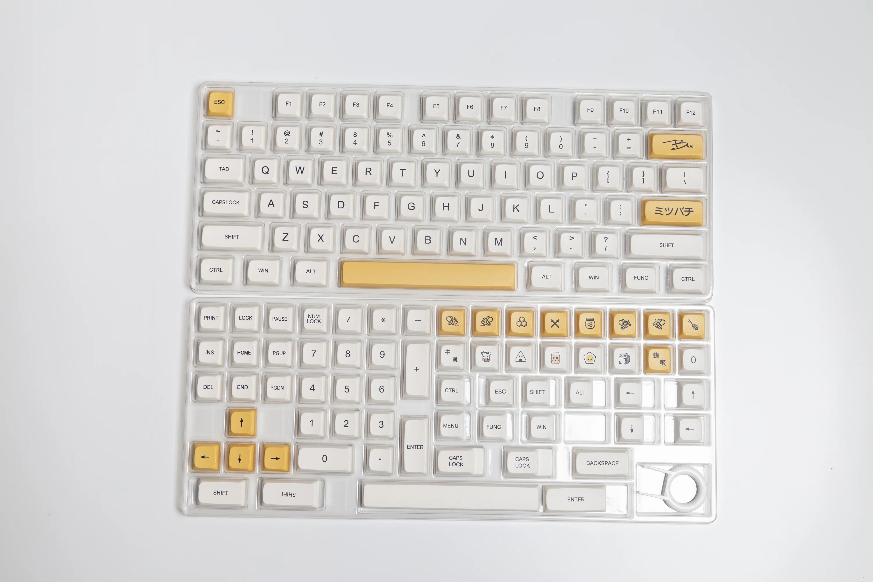 1 Set Honey And Milk Theme Key Caps For MX Switch Mechanical Keyboard PBT Dye Subbed Bee Japanese Minimalist White Keycaps XDA best computer keyboard