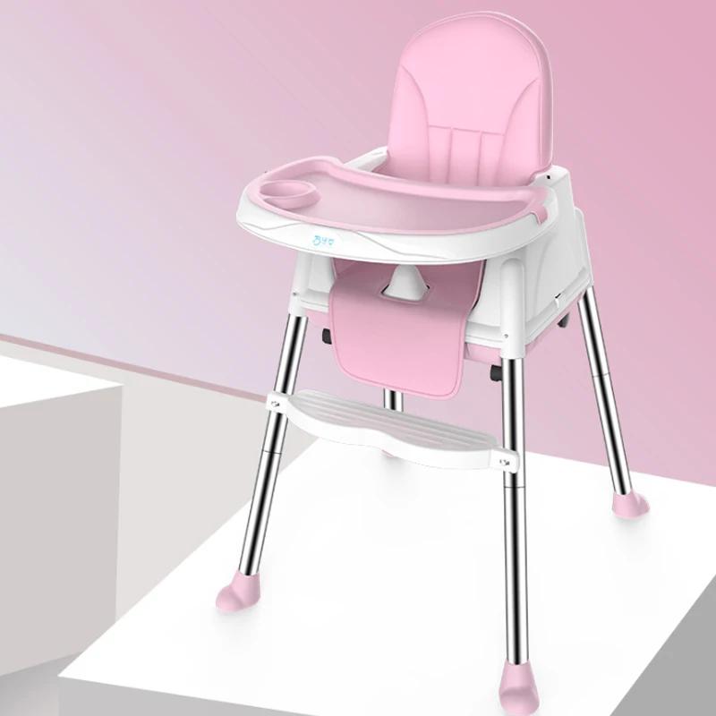 1-Pink Детский обеденный стул складной многофункциональный портативный детский стульчик детское сиденье стул для младенцев с колесами, обеденный стул - Цвет: 1-Pink