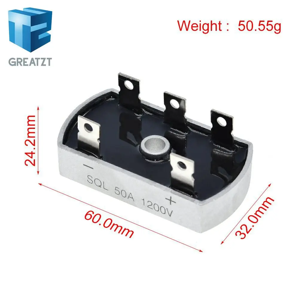 50A 1200V Aluminum Metal Case 3 Phase Diode Bridge Rectifier 50Amp SQL50A Module