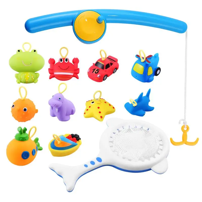 12pcs Bath Toys Sea Animals Vehicles Water Spraying Squeaker Fun