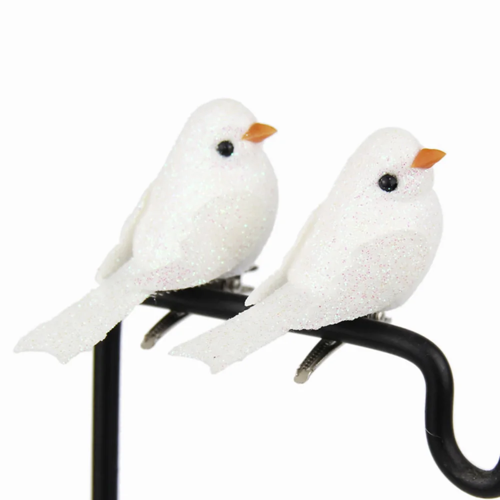 12 Pcs Glitter Foam Artificial Bird Flower Supplies For Wedding Christmas Tree Decoration DIY Craft Mini Cute Birds Ornaments