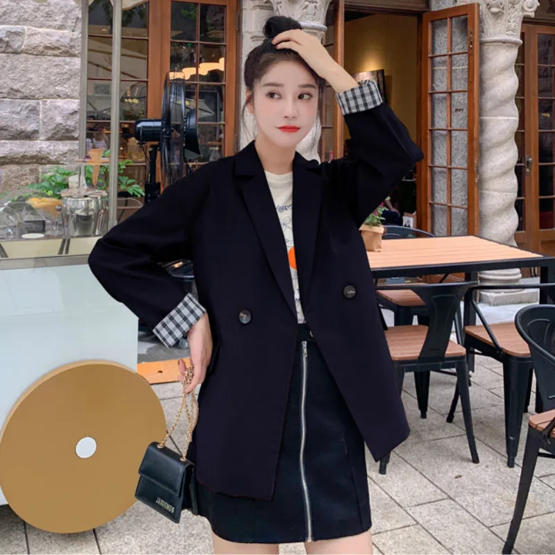 

2019 autumn new ladies black blazer Casual loose large size jacket female Business office suit classic 2 colors Women's suit