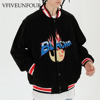

VFIVE UNFOUR High Street Embroidery Letters Polar Fleece Men Jacket Winter Oversize Winter Warm Coat Jacket Loose Coats Outwear