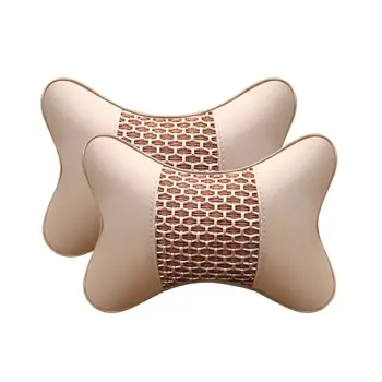 

2pcs Artificial Leather Car Pillow Protection Neck Car Headrest Comfortable Auto Supplies Safety Breathable Neck Pillow