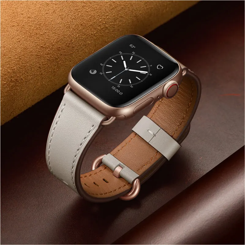 Ремешки для наручных часов из натуральной кожи для Apple Watch 44 мм 40 мм 42 мм 38 мм сменный ремешок для iWarch Apple Watch Series 5/4/3/2/1