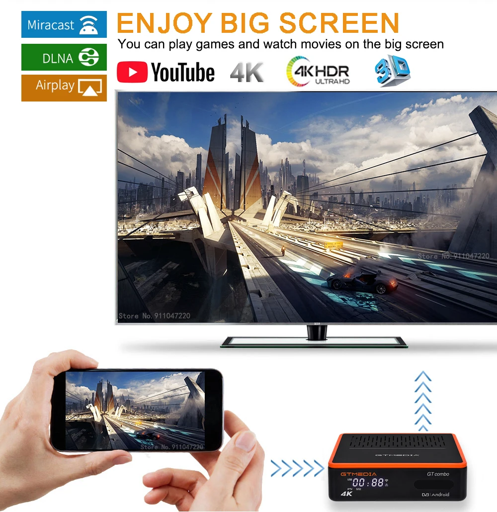 Caixa de tv Gtmedia Combo 8k Android 9.0 Inteligente Dvb-s2 t2 Cabo Receptor Satélite Ccam Embutido Wifi Suporte Caixa Europa 2022new gt 4k - Image 4