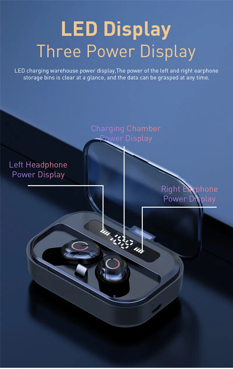 TWS Bluetooth наушники с микрофоном светодиодный дисплей беспроводные Bluetooth наушники водонепроницаемые шумоподавляющие гарнитуры