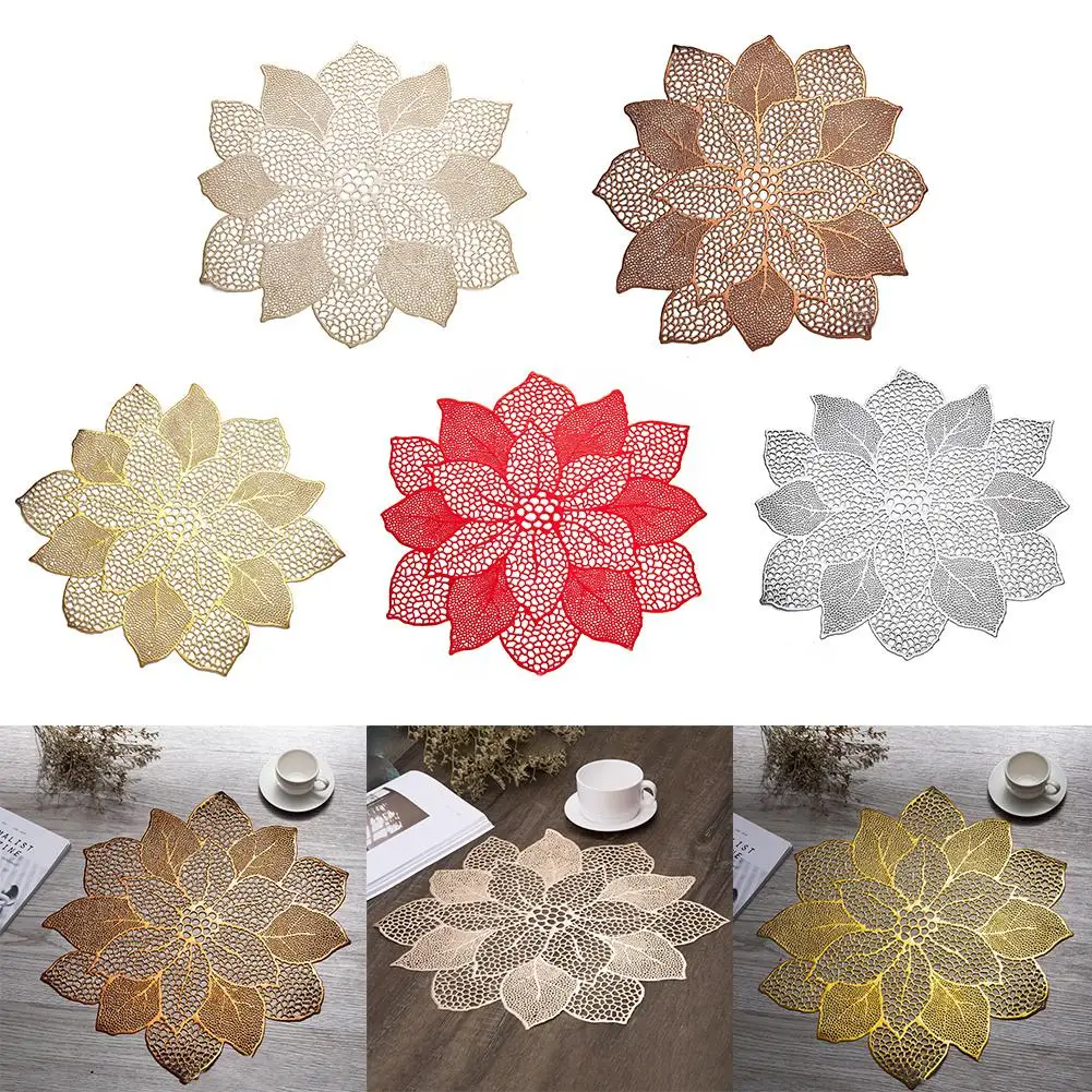 

Flower PVC Hollow Mesh Net Table Mat Anti-Slip Insulated Pad Bowl Place Mat Kitchen Placemat Dining Table Mats