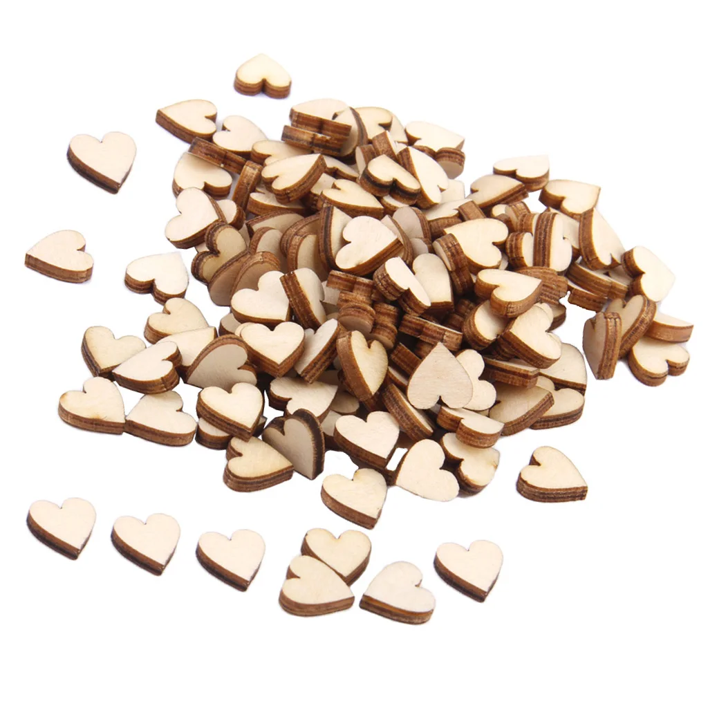 Wholesale Blank Wood Heart Embellishments Wood Heart Slices for Wedding Valentine DIY Arts Crafts Card Making