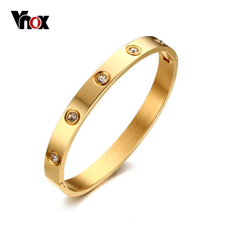 Vnox моды Кристалл Браслет-манжета золото-цвет браслет Браслеты нержавеющей стали