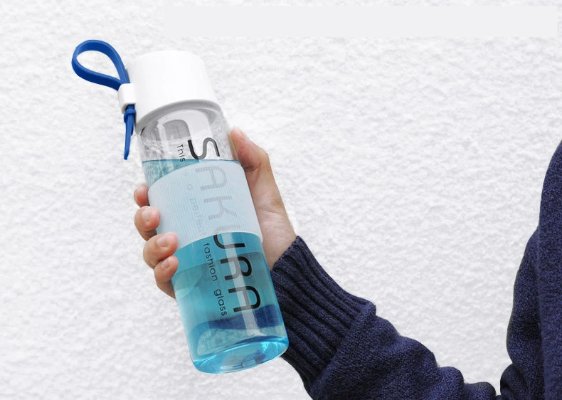 VILEAD 490ml High Borosilicate Sakura Glass With Rope Creative Fashion Portable Glass Hand Water Bottle Cherry Glasses Couple