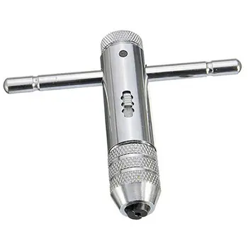 

Adjustable 3-8mm T-Handle Ratchet Tap Wrench with M3-M8 Machine Screw Thread Metric Plug Tap Machinist Tool
