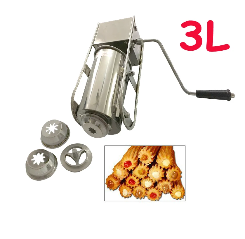 

Horizontal 3L Stainless Steel Sausage Syringe Machine Manual Sausage Stuffer Spanish Churros Maker Churro Filling Machine