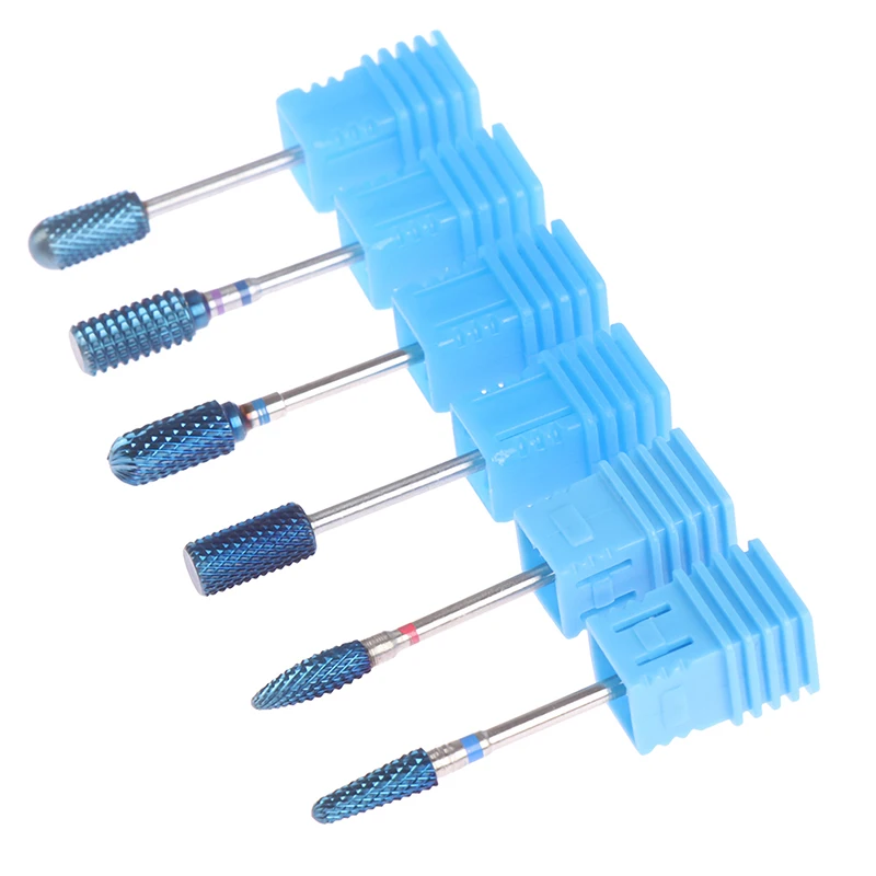1PCS Nail Drill Bit Blue Tungsten Steel Carbide Rotary Burr Manicure Bits Drill Tools 6 Types Nail Drill Accessories Nail Mills
