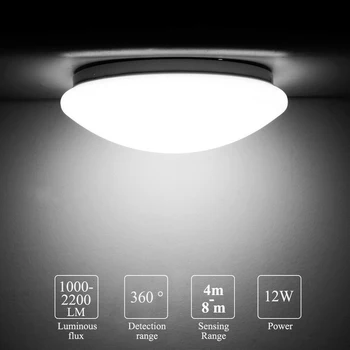 

12w 220V Surface Mounted Led Ceiling Lights Motion Sensor Radar Human Induction Acrylic Ceiling Lights For Porch Bathroom