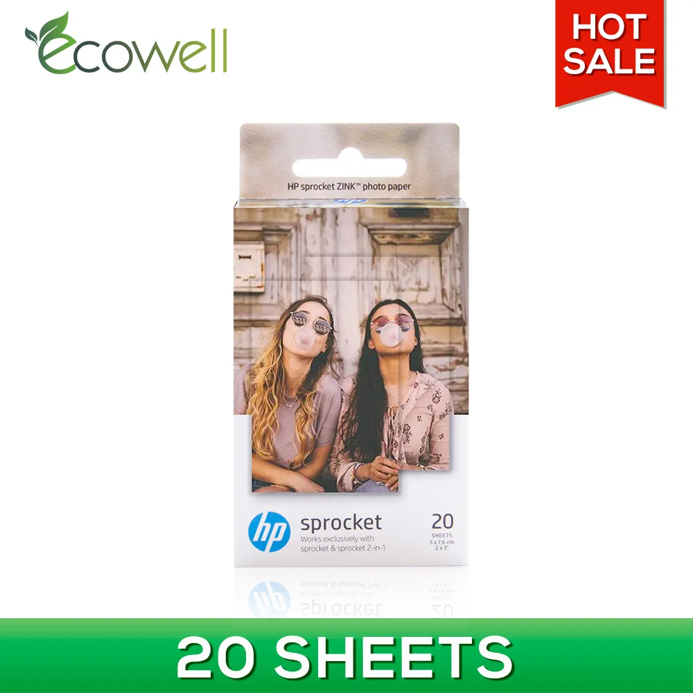 Фотобумага Ecowell ZINK 20 листов 2x3 дюйма подходит для фотопринтера HP со звездочками и 2