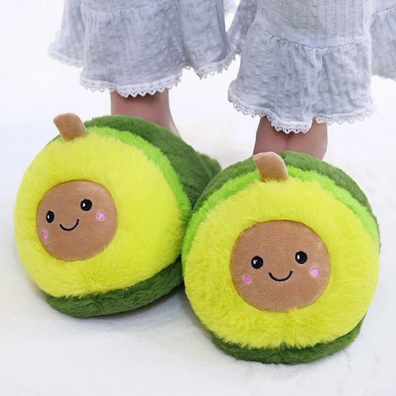 25cm Cute Plush Avocado Slippers Stuffed Fruit Toys Plush Food Soft Kawaii Avocado Dolls Plush Toys for Girl Household Products