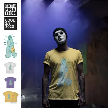 

ExtFination | Prayer Print Tshirt Smile Cotton Harajuku Man Khaki T-shirts Male Top Tee Streetwear Tops Casual T Shirt