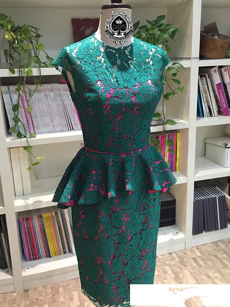 Кружевное коктейльное платье длиной до колена зеленого цвета с оборками vestido de festa, вечерние платья для выпускного вечера, женские короткие платья для матери невесты