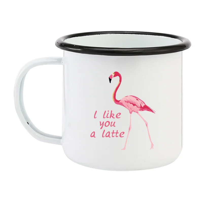 350ML Enamel Mug with Photo Text Sublimation Print Office Home Funny Water Cups Breakfast Milk Coffee Tea Gift water cup custom mug