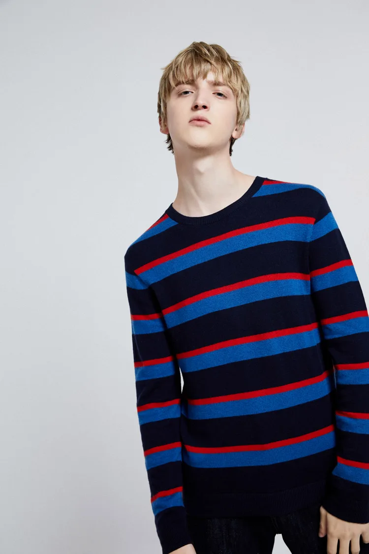 Jack Jones мужской bump цветной полосой удобный с круглым воротником для отдыха свитер | 219324523