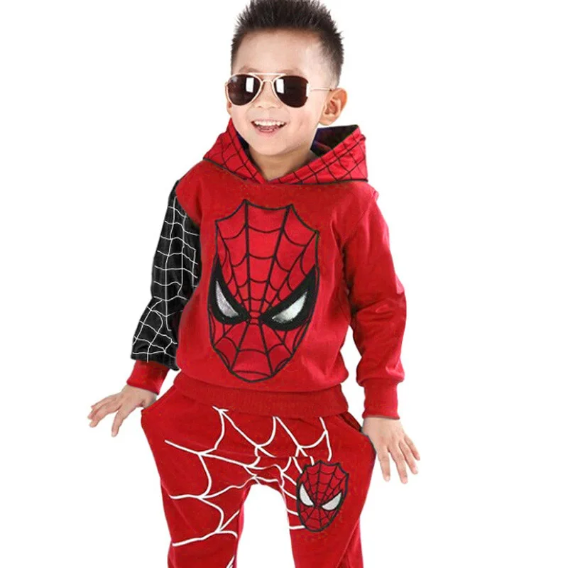 Детская одежда;Детская Костюмы осень-зима комплекты одежды для маленьких мальчиков; костюм для мальчика человек паук; детская одежда для мальчиков спортивный костюм для мальчика детские костюмы 3 4 5 6 7 лет - Цвет: Red