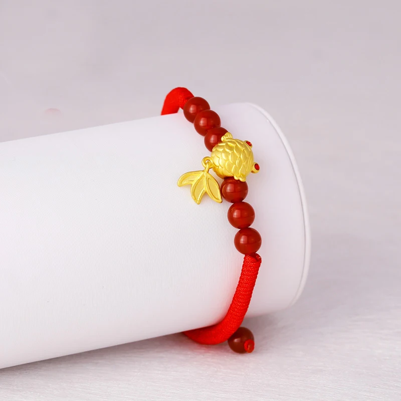 

Женский желтый золотистый браслет горячая распродажа 24K, 3D вязаный браслет Lucky Fish