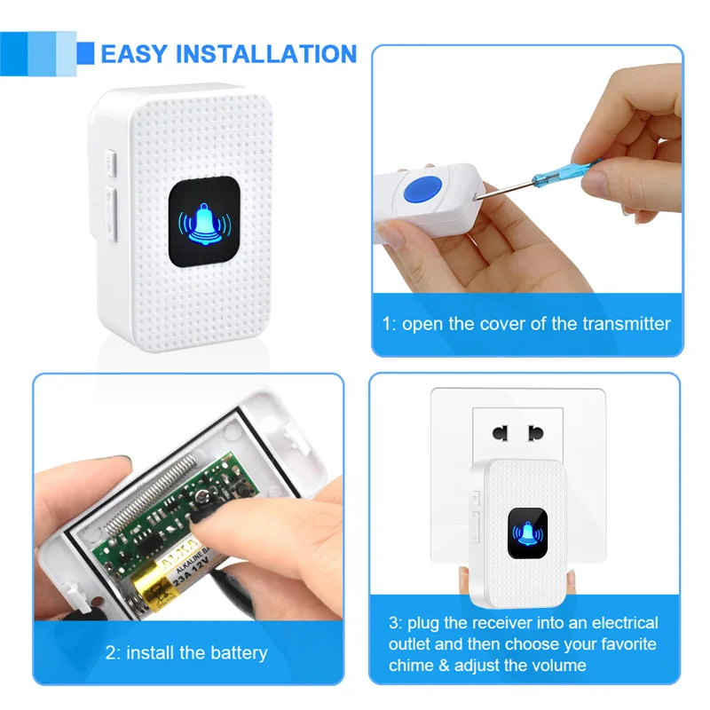 N628 Home Electronic Remote Control Music Wireless Mini Doorbell Long Distance One For Two Eu Plug