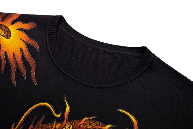 Дракон печати Trui Erkek Kazak Sueter Hombre животное Gedrukt Trui Мужская мода Trui Slim Fit Pull Homme Chompas Hombre