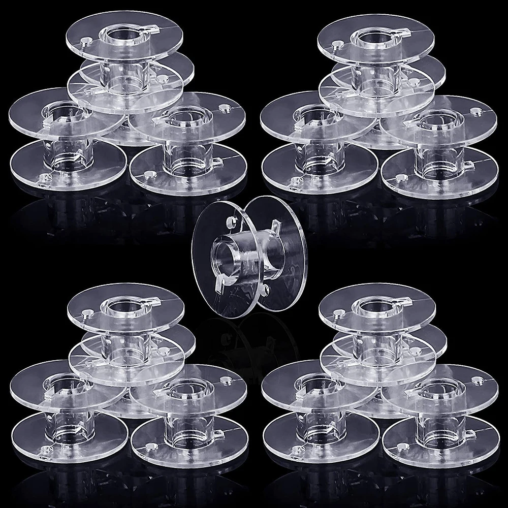 

D&D 50 Pack Plastic Embroidery Sewing Bobbins Transparent Bobbins for Brother Sewing Machine Accessories