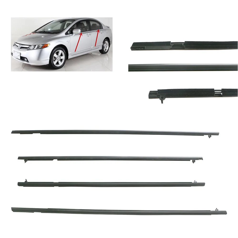 

Car Outside Window Moulding Weatherstrip Seal Belt Weather Strip Plastic Trim Deco For Honda Civic 2006 2007 2008 2009 2010 2011