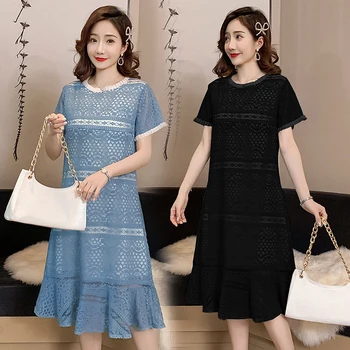 

9828# Summer Korean Fashion Lace Maternity Nursing Dress Elegant Breastfeeding Clothes Lacation Mother Ladies Feeding Wear