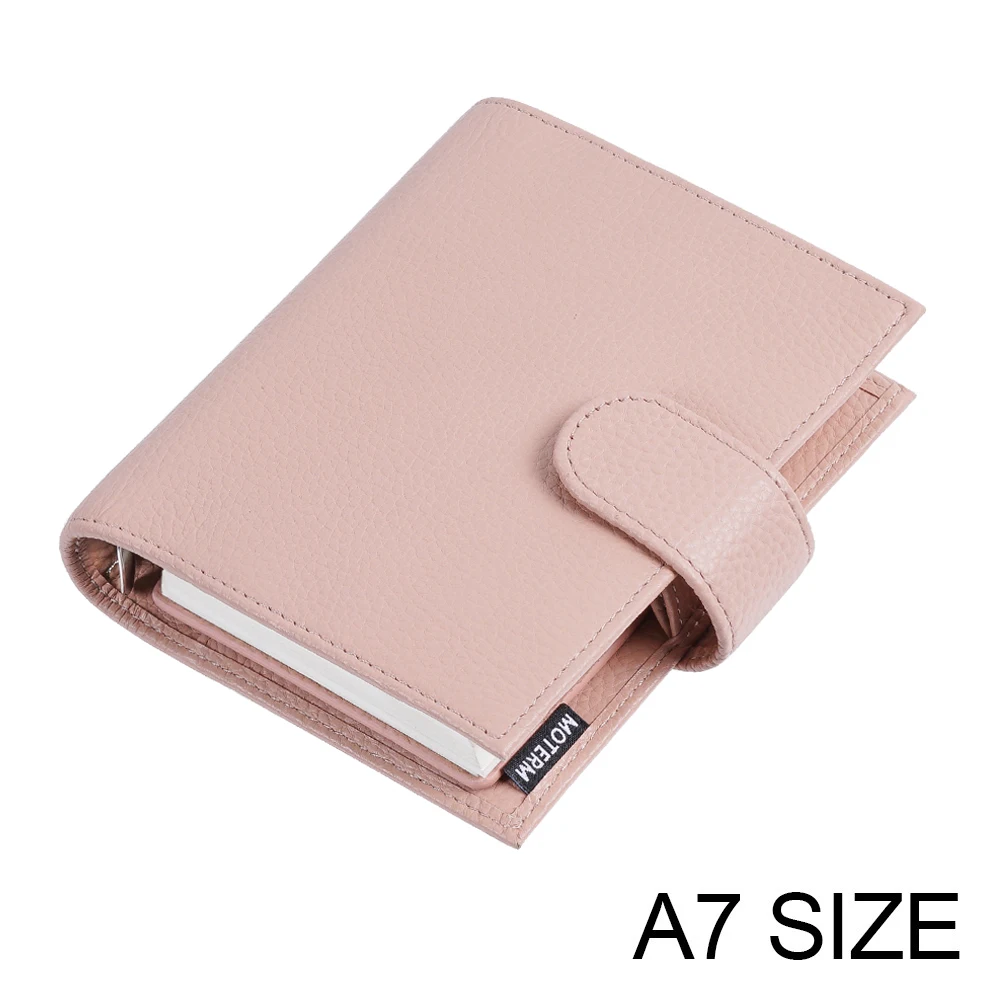Mois Litchi – planificateur en cuir, anneaux de poche réguliers, Mini Agenda A7, carnet de notes en cuir de vache, Journal intime, carnet de croquis