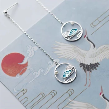 

Sole Memory Literature Art Original Cloud Auspicious Luck 925 Sterling Silver Fashion Female Dangle Earrings SEA716