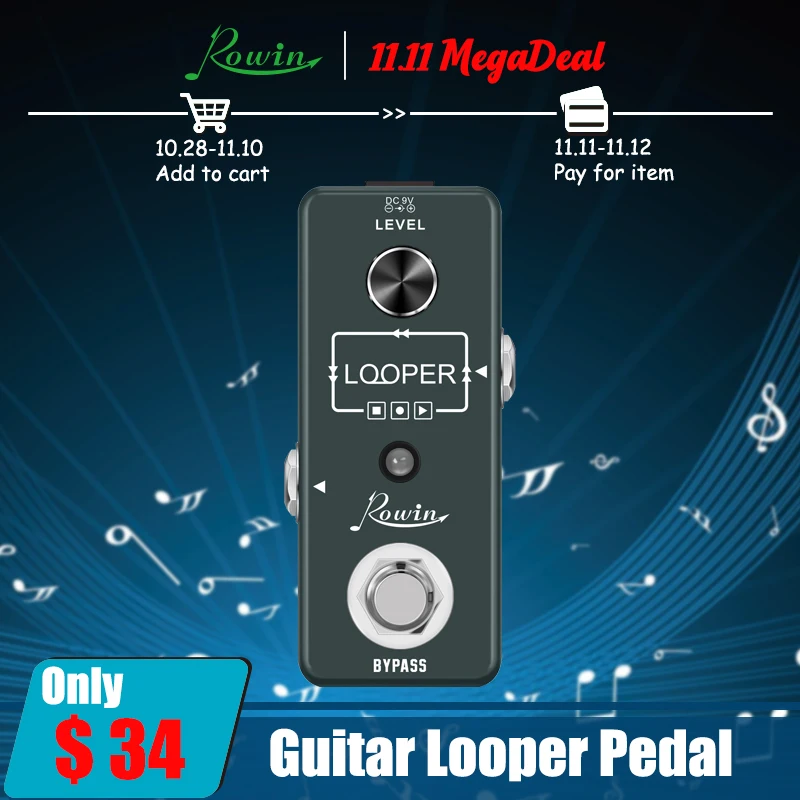 Гитарная педаль Rowin Looper неограниченные оверсайз 10 м циклической гитары с USB на