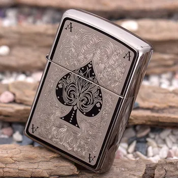 

100% Original Brand New ZP Lighter 28323 carving Poker sunflower A oil Lighter with logo box gift for men