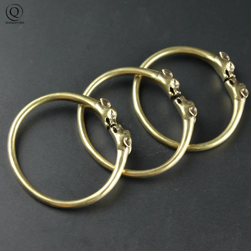 Punk Brass Leopard Bangles Bracelet for Men Women Jewelry Fashion Accessories Retro Solid Copper Unique Animal Cuff Bracelets